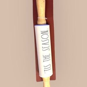 SOLD Free With Purchase - Rae Dunn White Rolling Pin - 'Tis The Season